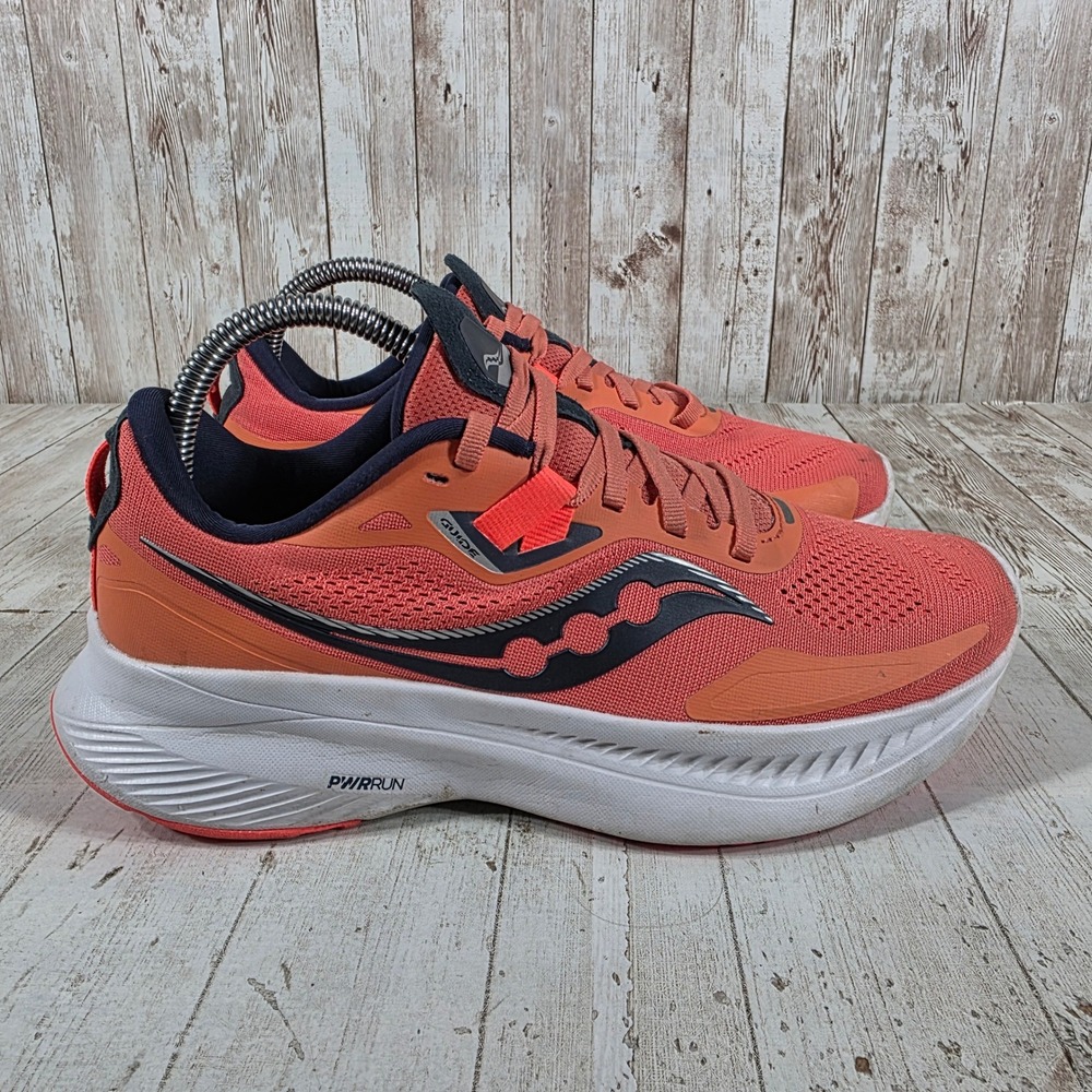 Saucony Guide 14 Womens Running Shoes Coral Navy Stability Sneakers 7.5